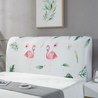 家柏饰(CORATED)北欧风床头罩套床头套软包防尘罩床背罩子保护套1.8床弹力布1.5床 绿叶火烈鸟 床头宽度1.8米