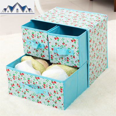 抽屉式布艺内衣收纳盒宿舍放文胸内裤袜子的整理箱衣物收纳箱家用 三维工匠