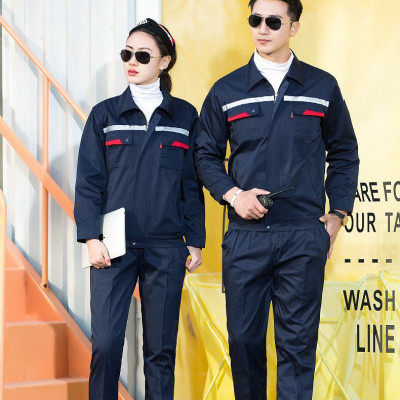 君御春秋款防静电反光条工作服套装上衣裤子全套