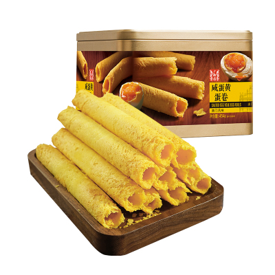 广御园咸蛋黄鸡蛋卷454g铁罐装礼盒休闲零食蛋卷小吃澳门风味过节日年货送礼包