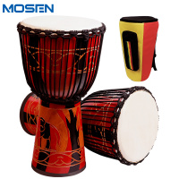 莫森(mosen)8英寸彩绘非洲鼓 成年老山羊皮进口印尼产桃花芯木儿童初学入门手鼓 免调音 红色雕像