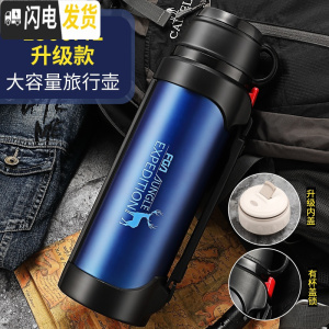 三维工匠保温杯大容量户外旅行保温壶男女车载便携不锈钢旅游水壶瓶2 1900蓝色