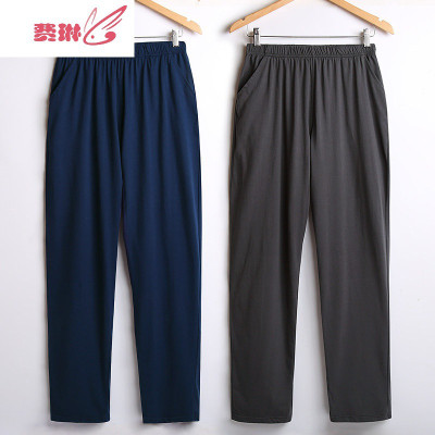 夏天男士睡裤长裤男款家居裤宽松棉起居裤夏季居家裤子费琳
