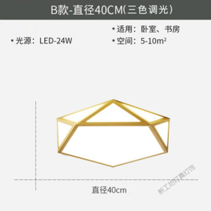 苏宁放心购 北欧卧室灯圆形吸顶灯创意简约现代卧室阳台厅房间书房金色灯具
