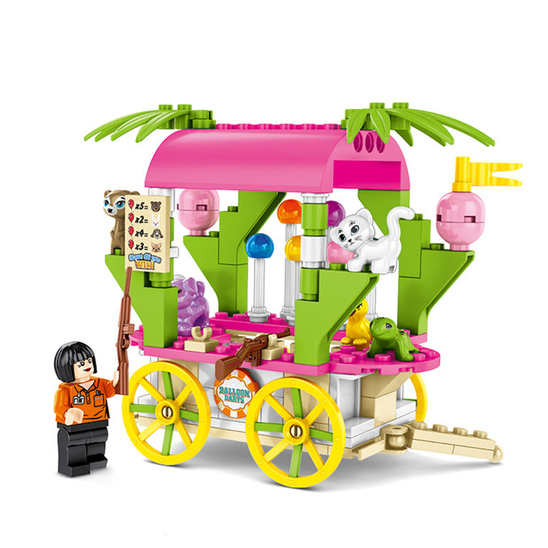 兼容乐高积木儿童拼插玩具迷你街景系列男孩子小颗粒拼装汽车 打气球