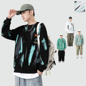 男装圆领卫衣秋季新款长袖卫衣韩版潮牌印花衣服宽松男士外套