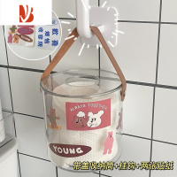 三维工匠送贴纸~透明可视带盖防水纸巾盒可壁挂卫生间厕所收纳桶卷纸筒盒 带盖手提桶+挂钩+贴纸2张