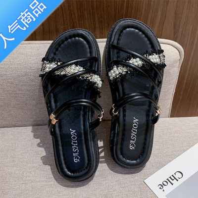 SUNTEK凉鞋女仙女风2023年新款夏季平底百搭沙滩网红孕妇两穿罗马凉拖鞋