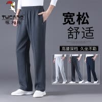 啄木鸟男士卫裤春夏薄款中老年松紧腰宽松爸爸裤子大码休闲长裤男