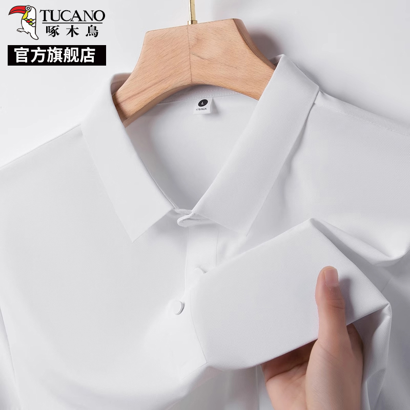 啄木鸟官方爸爸短袖t恤男士中年冰丝polo衫夏季薄款2025新款上衣K