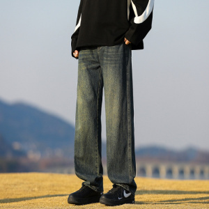 美式复古牛仔裤新款男春季vibe高街直筒宽松青少年休闲长裤子