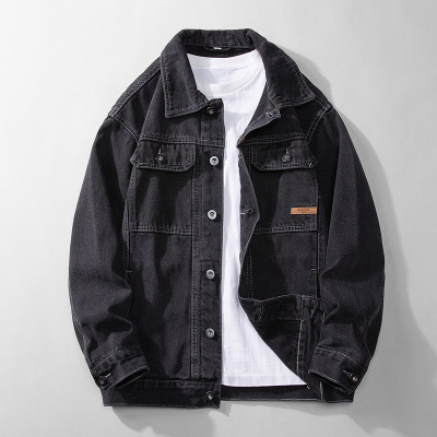 |男装牛仔外套情侣款经典百搭黑色显瘦大码牛仔夹克