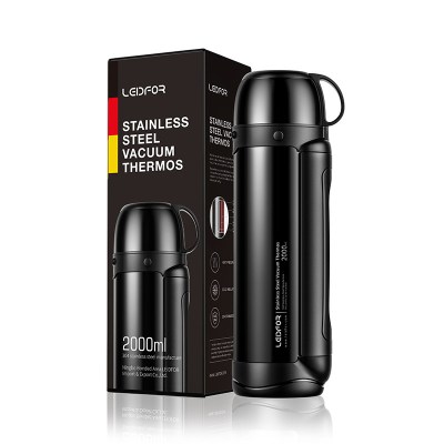 户外保温水壶便携保温杯大容量车载用旅行不锈钢热水瓶三维工匠磨砂黑1000