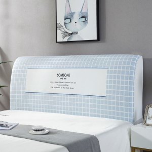 家柏饰(CORATED)北欧风床头罩套床头套软包防尘罩床背罩子保护套1.8床弹力布1.5床 格子字母 床头宽度1.5米