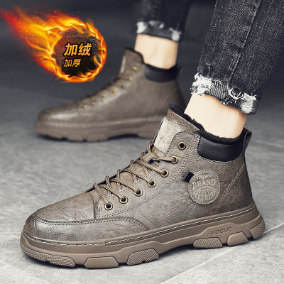 Ideamini马丁靴冬季雪地靴英伦风棉靴韩版潮流保暖皮靴高帮皮鞋时尚男靴子靴子