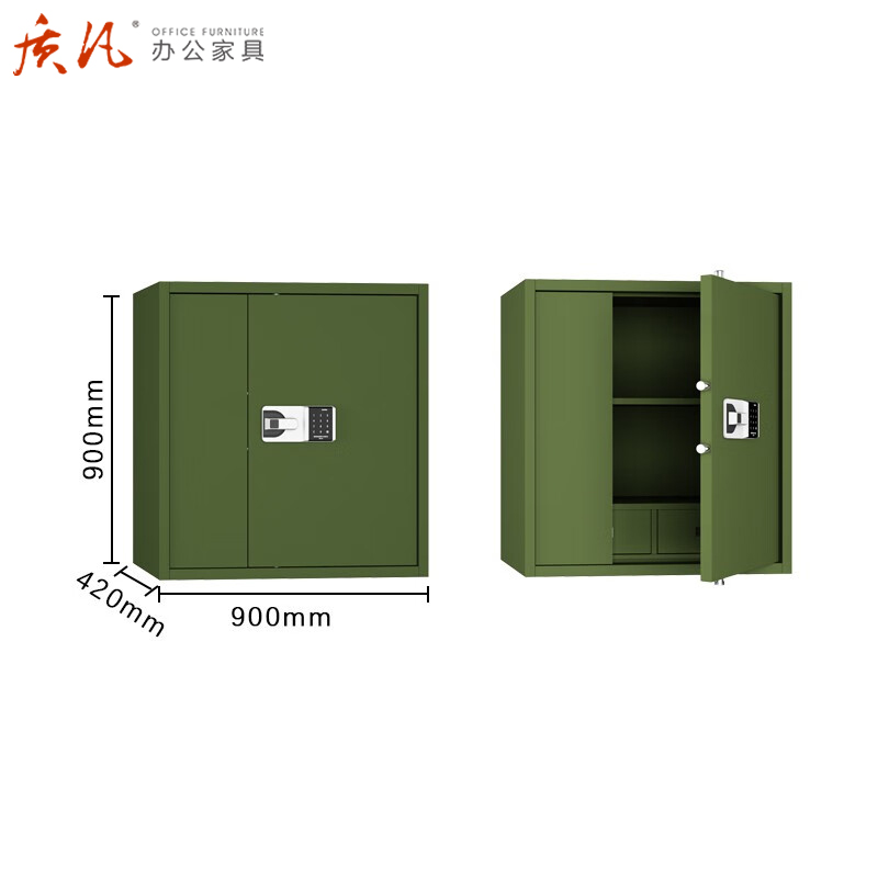质凡 军绿色保密柜/分双节上国保锁 /ZF-BMG013/900*420*900mm