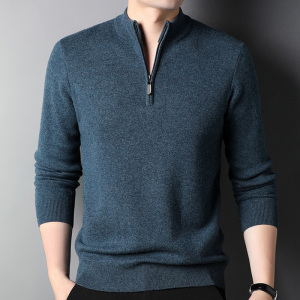 专柜品牌 免费试穿羊绒毛衣男半高拉链针织衫秋冬装加厚男款立领羊毛衫打底衫100纯羊毛衫套头商务羊绒衫男士毛衣