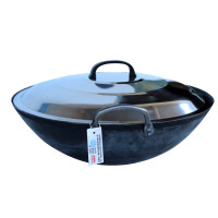 金迪乐老式双耳尖底炒菜锅圆底大铁锅食堂加厚炒锅带盖