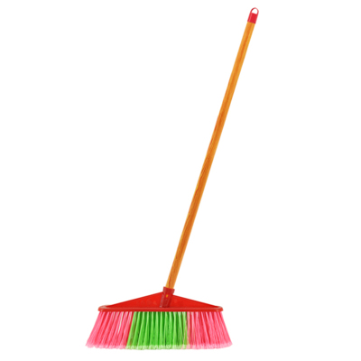安居先森木柄塑料硬毛笤帚扫帚扫把 斜杆短款