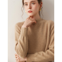 新款秋冬韩版半高领慵懒风长袖宽松套头羊绒针织衫女装羊毛打底衫
