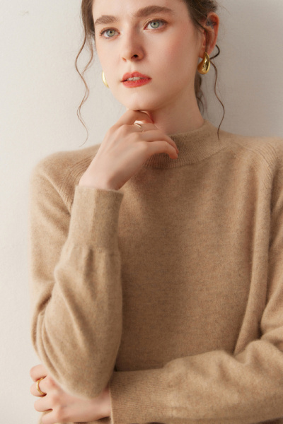 新款秋冬韩版半高领慵懒风长袖宽松套头羊绒针织衫女装羊毛打底衫