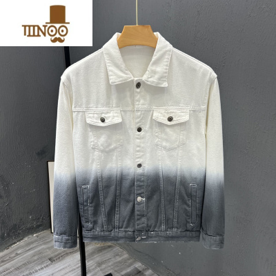YANXU渐变牛仔外套男韩版潮流港风宽松夹克痞帅青年百搭休闲上衣