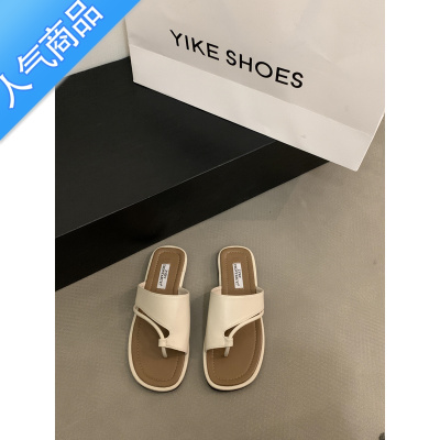 SUNTEK法式平底复古套趾凉拖鞋女鞋外穿2023年新款夏季外出海边沙滩凉鞋