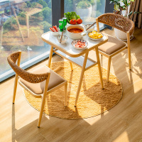 紫叶林顿桌椅餐桌岩板茶桌椅组合小户型带电磁炉火锅阳台小茶桌