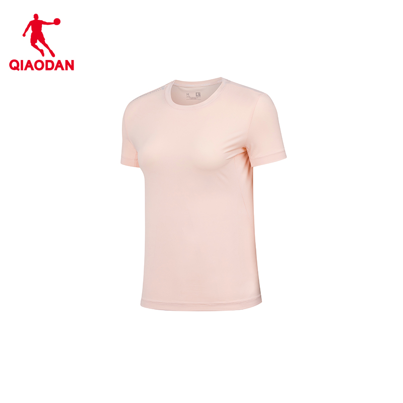 乔丹(QIAODAN) 女款针织短袖T恤衫 夏季速干冰感防晒衣KHS32251154 薄纱粉L