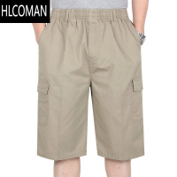 HLCOMAN中老年男夏季爸爸西装短裤高腰宽松多袋五分裤男士休闲工装裤