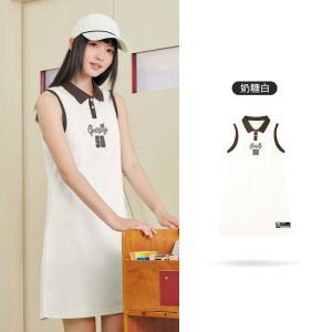361°连衣裙夏季新款舒适透气冰感连衣裙学院风运动服中长款裙子女
