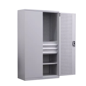 DXBG重型工具柜车间用加厚物件工具储物柜工厂铁皮柜汽修厂零件收纳柜白色三层三抽带挂板