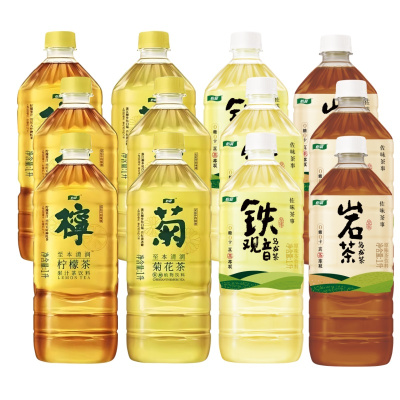 怡宝菊花茶柠檬茶岩茶铁观音1L*12瓶混合装茶香浓郁即饮无糖低糖茶饮料