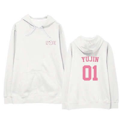 珂卡慕(KEKAMU)IZONE组员生日应援周边衣服同款男女学生套头加绒连帽衫卫衣安宥真-白色加绒S