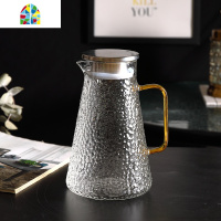 封后北欧风冷水壶家用玻璃凉白开水壶凉水杯套装创意耐热高温水壶客厅 FENG 1壶方柄+6锤纹高杯+黑6杯架+墨绿大凉水壶