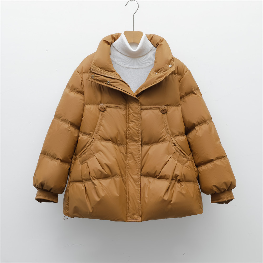 90白鸭绒新国标女式简约纯色短款羽绒服女外套