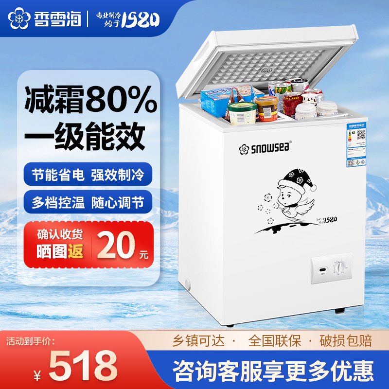 香雪海 冰柜减霜小型家用 一级能效 冰柜 冷柜家用顶开门 卧式冷柜冷冻冷藏转换 单温柜BD/BC-110S169