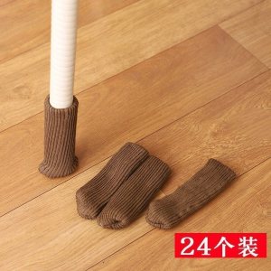 家柏饰(CORATED)针织桌脚桌腿椅子腿保护套椅子脚套凳子腿套防滑桌椅脚垫耐磨 针织褐色[24个装]