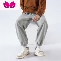 七斓灰色运动裤子男款加绒厚宽松束脚休闲长裤卫裤大码潮牌纯色