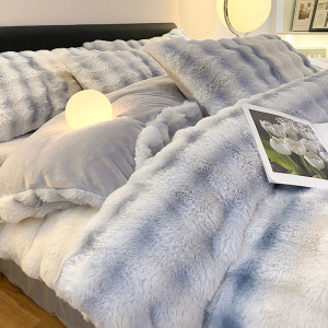兔毛牛奶绒床上四件套新款秋冬季双面冬季加绒珊瑚绒床单被套