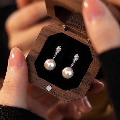 s925银针水滴珍珠耳坠女复古小众设计高级感轻奢耳环气质百搭耳饰送女朋友老婆情人节七夕生日礼物