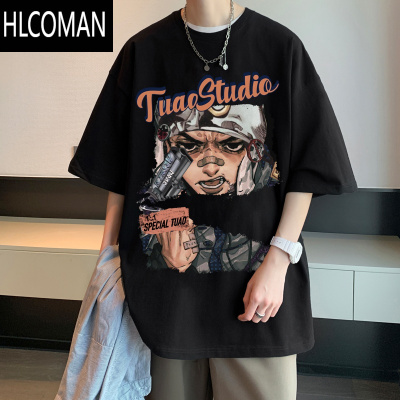 HLCOMAN短袖t恤男夏季宽松男生帅气半袖美式潮流潮牌上衣体恤