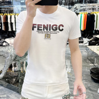 欧洲站2024男士短袖t恤夏季新款潮牌修身圆领烫钻印花半袖体恤衫