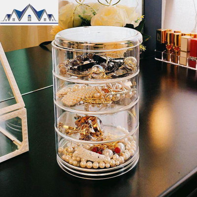 透明多功能旋转首饰盒收拾饰品收纳发圈耳环钉手项链收纳整理架子 三维工匠收纳盒