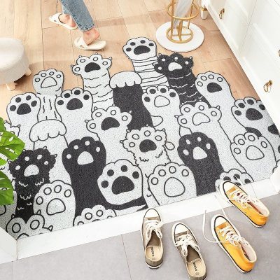 丝圈脚垫垫可自由裁剪进户口进地毯家用垫入户地垫 叠猫爪[横版] 120x130cm[可冲洗,易打理][统一发横版]