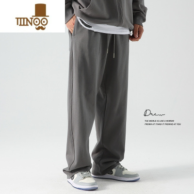 YANXU直筒运动裤男夏季薄宽松垂坠感卫裤美式阔腿大码休闲裤子