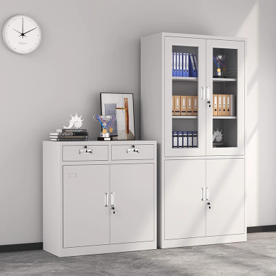 誉卓远文件柜铁皮柜储物柜抽屉柜钢制办公柜资料柜玻璃柜档案柜凭证柜 中二斗文件柜