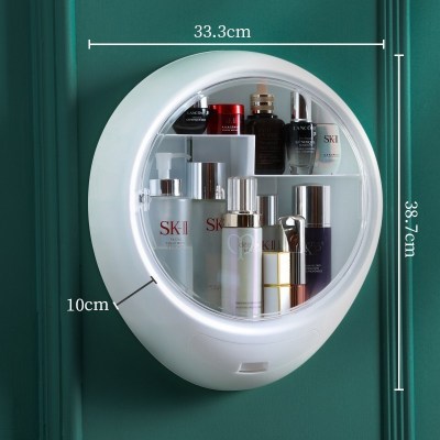 家柏饰(CORATED)壁挂式化妆品收纳盒免打孔防尘浴室卫生间护肤品挂墙置物架洗手台 轻奢风化妆盒(月光白)