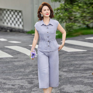 2026年时尚轻薄款妈妈装夏天衣服时尚中老年套装女两件套夏装
