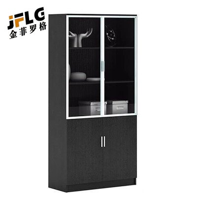 金菲罗格简约玻璃柜子带锁书柜木质办公柜 800*400*2000